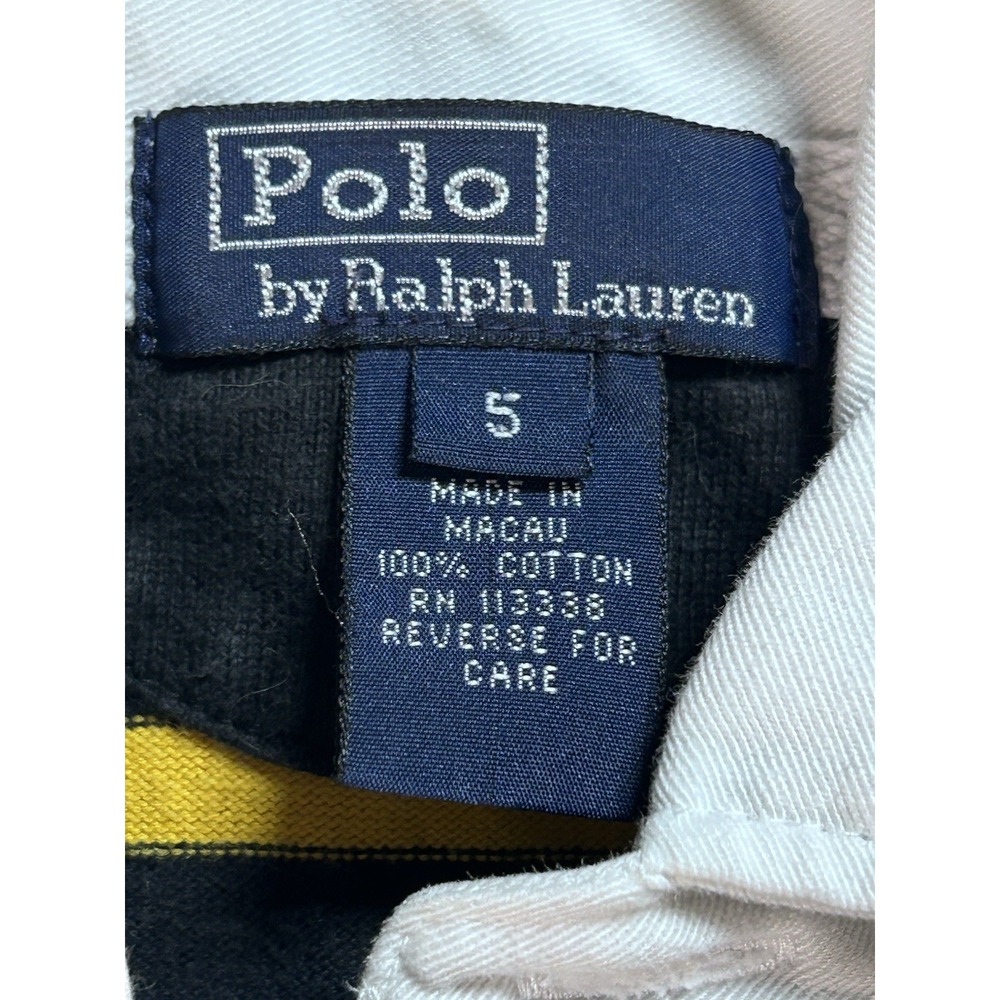 Polo Ralph Lauren Boy's Cotton Rugby Polo Shirt Size 5 Preppy Academia Stripe - Picture 3 of 8
